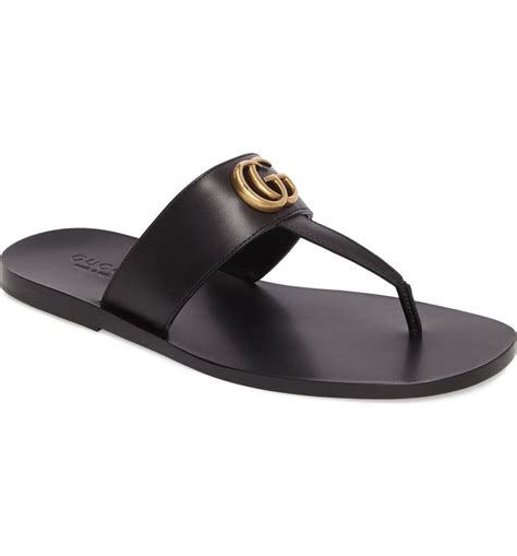 gucci marmont leather thong sandals with double g|gucci marmont leather thong sandals.